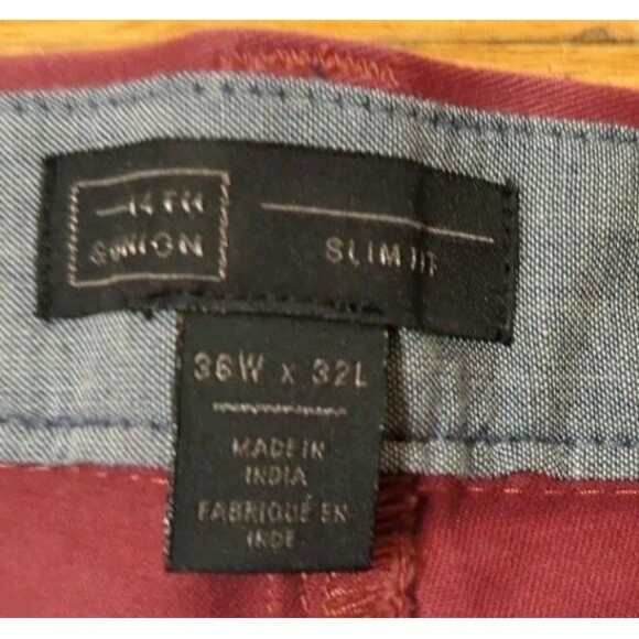 Nice 14th & Union Pants Men's 36 x 32 Burgundy Blush Slim Fit Chinos Khakis EUC - Picture 7 of 9